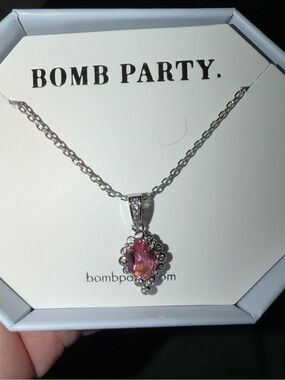 Bomb Party RETRO Necklace-Seek The Best Pink Tourmaline on Rhodium RBP3400